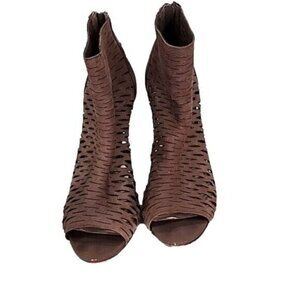 Vince Camuto Shoes Brown Ankle Sandal Boot Shoes Back Zipper 4" Heel Women's 9